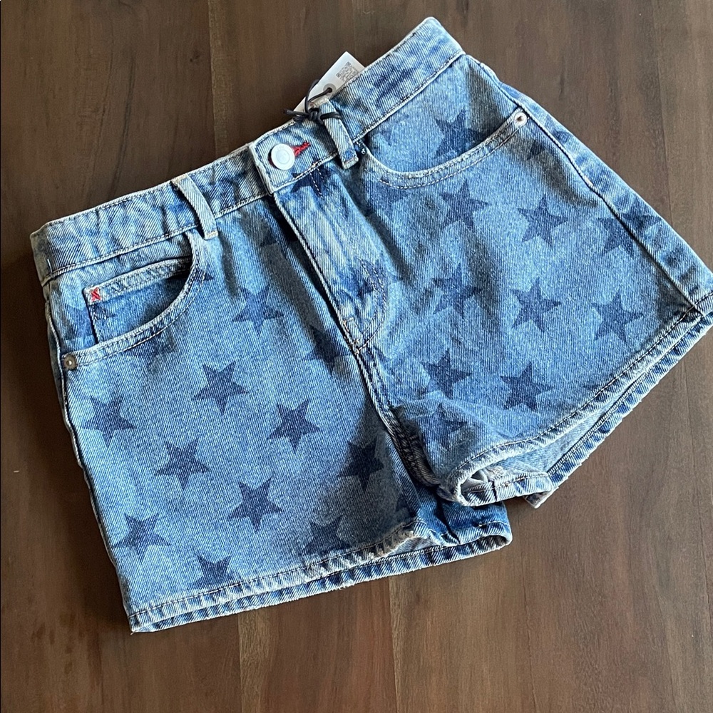 NWT Zara Star Print Denim Kids Shorts size 12/13